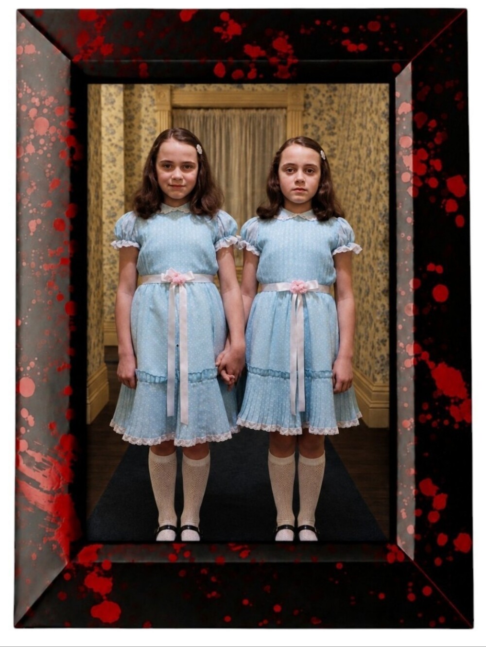 The Shining Twins Horror Vintage Retro 80s Metal Frame Photo Print Gothic Bloody